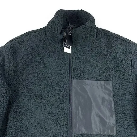 INC International Concepts Sherpa Jacket Mens Size Large L Black Full Zip Fleece - Picture 5 of 12